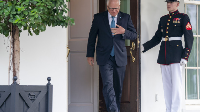 Minnesota Governor Tim Walz walks out of the West Wing 06 08 2024